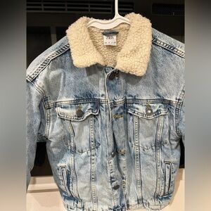 Zara Light Blue Denim Jacket with Sherpa Lining